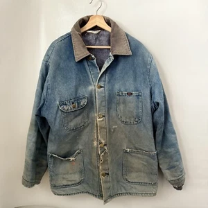 Vintage Key Imperial Jacke Herren L gefüttert Denim Chore Coat Barn Thrashed Destroyed - Bild 1 von 16