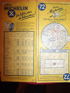 carte michelin 72 angouleme  limoges 1959
