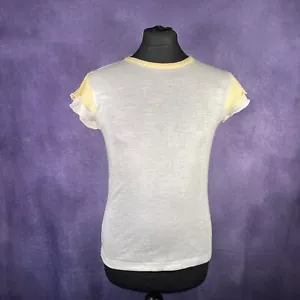 Vintage 1970s/80s Slim Fit Stretchy White Yellow Ring T-Shirt Mens XS - Picture 1 of 6