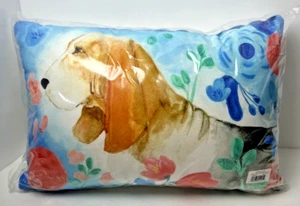 NEW Pioneer Woman Bassett Hound Pillow Charlie Spring Floral Throw 16"x11" - Picture 1 of 9