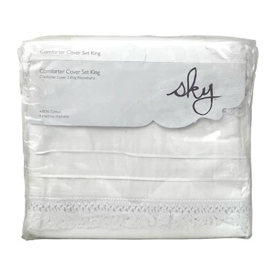 Sky Home Indra Tassel KING Duvet Cover & Shams Set White - Image 1 of 4