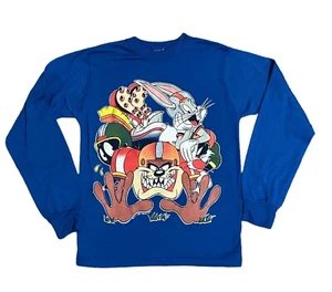 Vintage Looney Tunes Long Sleeve Pajama Shirt Youth Small Made in USA Taz Marvin - Picture 1 of 10