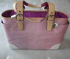 NWT COACH SOHO MULTIFUNCTION PINK CANVAS WHITE LEATHER BABY DIAPER BAG NICE RARE