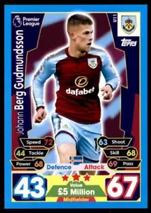 Match Attax 17/18 EXTRA Johann Berg Gudmundsson Burnley Squad Updates No. U11 - Picture 1 of 2