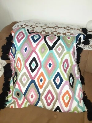 Cerâmica celeiro bordado adolescente euro farsa com borlas pretas - Imagem 1 de 4