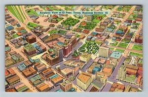 El Paso TX-Texas, Luftaufnahme Geschäftsbereich Vintage Souvenir Postkarte - Bild 1 von 4
