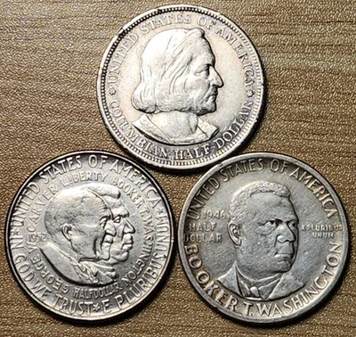 Commemorative Silver Half Dollar Starter Set, Great Gift! 1893, 1946, 1952 - CHW - Image 1 of 4