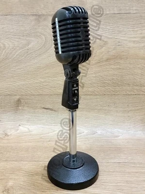 Vintage Dynamic Microphone with Stand – Retro Metal Grill Mic for Studio & Home. - Image 1 of 4