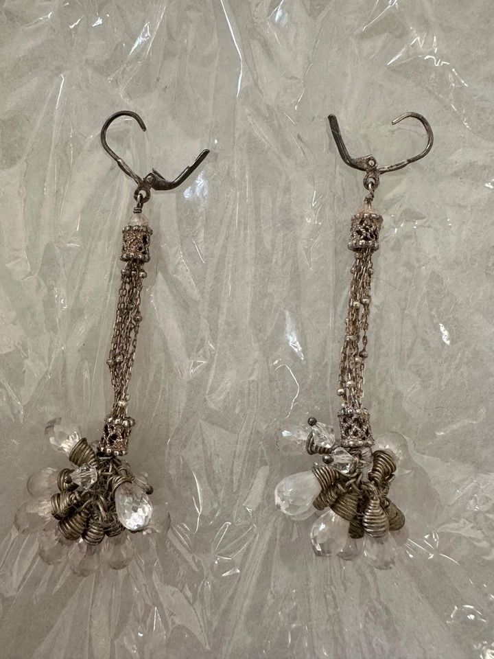Chandelier earrings made w/SWAROVSKI crystals, sterling silver, AMB - Image 1 of 1