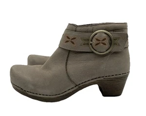 Dansko Mina Booties Women’s 38 Size US 7.5/8 Gray Milled Nubuck Zipper Boots - Picture 1 of 18