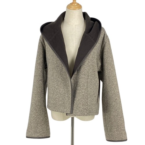 HERMÈS HERMES Cappotto Corto Reversibile Food Court Piping Coat Cashmere Marrone Donna