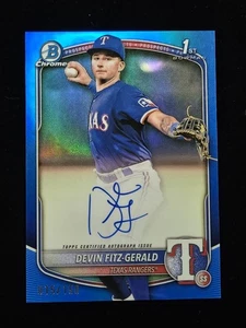 Bowman Chrome 2025 Devin Fitz-Gerald 1st True Blue Refractor automático 15/150 Rangers - Imagen 1 de 5