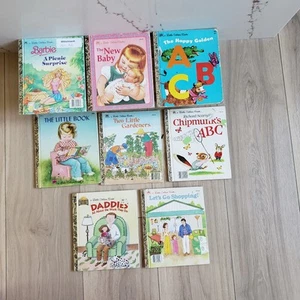 VTG 8 Little Golden Books Lot Educational ABC New Baby Daddies Shopping School - Foto 1 di 9