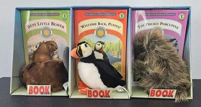 Libro infantil Smithsonian/peluche 3 juegos: castor, frailecillo, puercoespín aprender naturaleza Foto 1 de 4