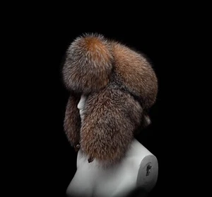 Exclusive Gold Frost Silver Fox Fur Massive Vintage Trapper Aviator Ushanka Hat - Picture 1 of 6