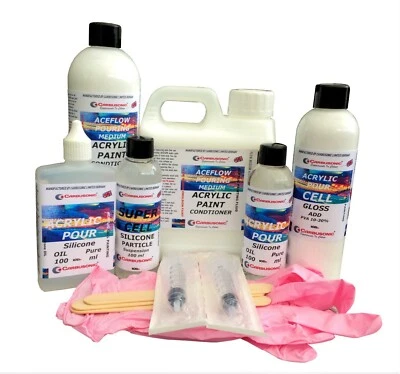 CARBUSONIC Acrylic Pour Flow Control Paint Levelling Agent, silicone oil, gloss PVA Kits