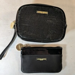 Giorgio Armani 2 Perfume Bags Pouches Makeup Small Black Sequin Patent Gold - Picture 1 of 15