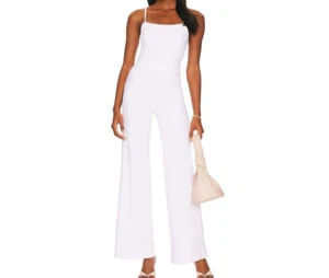 Good American Jumpsuit Gr. 3 L Vacay Denim weites Bein Schnürung hinten zum Binden weiß - Bild 1 von 16