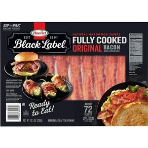Hormel Black Label Fully Cooked Original Bacon, Natural Smoke, 72 Count, 10.5 Oz - Picture 1 of 7