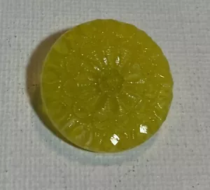 Yellow Lacy Flower Vintage Glass Czech Glass Button 7/8” - Picture 1 of 5
