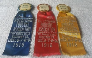 1916 prize ribbons KUTZTOWN POULTRY ASSN Dec. 1916 KUTZTOWN, PA BERKS COUNTY, PA - Picture 1 of 6