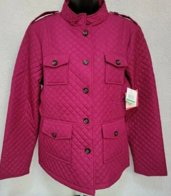 Izod Silver Crest Womens Jacket Coat Size L Large Purple Quilted NEW - Image 1 of 4