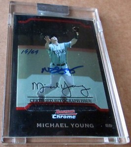 MICHAEL YOUNG 2004 Bowman Chrome Topps Encased SP Auto 14/64 Rangers 🔥🔥🔥RARE