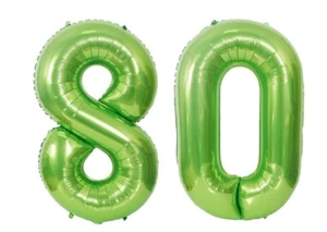 Giant 40" 80 Green Foil Number Balloons Photo Shoot 80th Birthday Float Helium - Picture 1 of 1