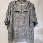 T by Talbots Hooded Poncho Womens One Size Space Dye Gray Boxy Pullover Sweater