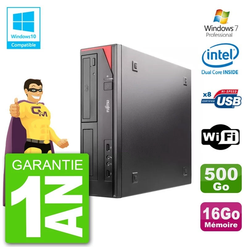 PC Fujitsu Esprimo E520 Dt G3220 RAM 16Go Disco 500Go Masterizzatore DVD Wifi W7 - Immagine 1 di 1