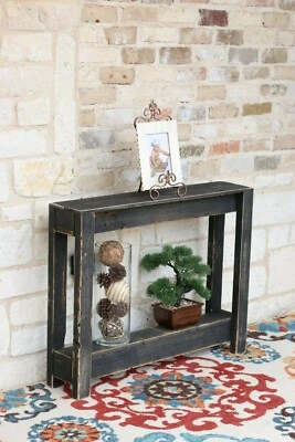 Деревенский регенерированный деревянный консольный стол — 36 дюймов в длину x 8 дюймов в ширину x 28 дюймов в высоту — декоративный стол для прихожей - Изображение 1 из 4