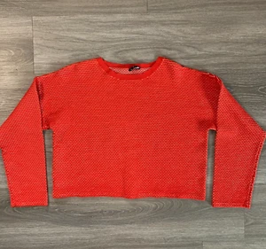 Theory Crop Sweater Womens Medium Long Sleeve Viscose Poly Blend Red - Picture 1 of 7