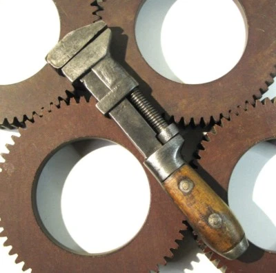 Ancienne clé à molette du 19e STRONGHOLD Antique US adjustable Wrench 19th C - Photo 1/4