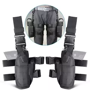 Adjustable Left+Right Hand Holster Tactical Pistol Drop Leg Thigh Gun Holster - Picture 1 of 12