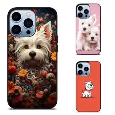For iPhone 11 12 13 14 15 Pro Max Mini cute cartoon westie dog Anti-drop - Image 1 of 4