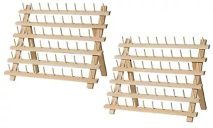 2 Pk 60 Spool Premium wood Thread Holder Racks, Sewing and Embroidery Organizer - Foto 1 di 8