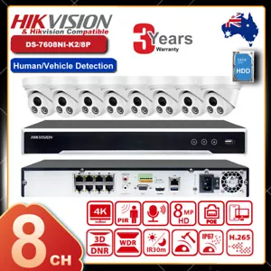 4K Hikvision 8CH 8MP CCTV System Set Home Security IP Camera POE 12MP NVR MIC AU - Picture 1 of 22