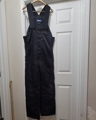 复古雅马哈 Cold Weather Gear 黑色绝缘雪地摩托围兜绗缝男式 S — 第 1/4 张图片