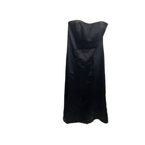 Davids Bridal Bridesmaid Prom Dress Gown Sz 4 Black Strapless Satin A-line - Picture 1 of 6