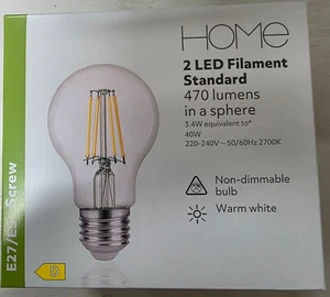E27 LED Bulb 3.4W 48 Pack Equivalent to 40W Large Screw ES Globe Filament Lamp - Picture 1 of 6