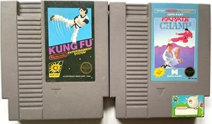 ZWEI ORIGINAL VINTAGE NINTENDO NES 5 SCHRAUBEN SPIELKASSETTEN KUNG FU & KARATE CHAMP - Bild 1 von 10