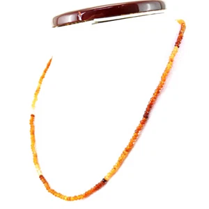 Unheated 62.00 Cts Natural Single Strand Hessonite Garnet Faceted Beads Necklace - Picture 1 of 3