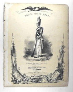 Original 1840 Military Sheet Music HALLS QUICK STEP T Bricher Thayer Lithograph - Picture 1 of 1