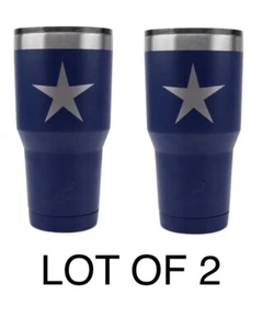 2 Heavy Texas STAR Steel Silver Texas Cowboys Star Powder Coated 30oz TRAVEL MUG - Picture 1 of 2