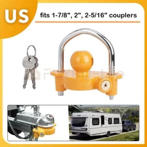 Universal Coupler Lock Trailer Locks Ball Hitch Trailer Hitch Lock Heavy-Duty - Picture 1 of 13
