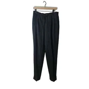 Contraire Louis Feraud Wool Blend Black Dress Pant tapered Ankle high waist 12 - Picture 1 of 11