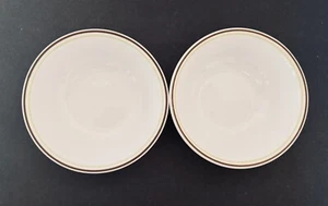 Corelle Squared Patterned Cereal Soup Bowls Green Brown Rings on Top Edge Two - Picture 1 of 21