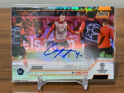 2021-22 Topps Stadium Club Chrome Sven Botman RC Orange Prism Auto /25 Lille - Image 1 of 2