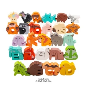 Alphabet Puzzle A to Z Educational Learning Jigsaw Wooden Animal Game Toy - Picture 1 of 12