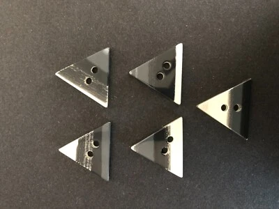 Lot of 5 glossy triangle-shaped buttons, white, grey, black , 1 3/4", new - Image 1 of 4